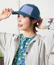 GG7DE31080 Jocomomola(ホコモモラ) パッチレース切り替えデザインキャップ ブルー