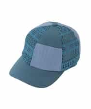 GG7DE31080 Jocomomola(ホコモモラ) パッチレース切り替えデザインキャップ ブルー