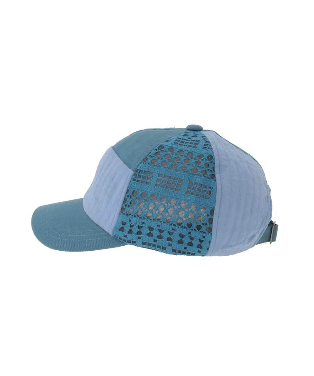 GG7DE31080 Jocomomola(ホコモモラ) パッチレース切り替えデザインキャップ ブルー