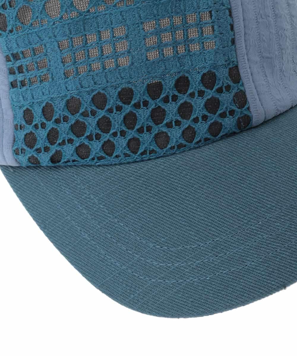 GG7DE31080 Jocomomola(ホコモモラ) パッチレース切り替えデザインキャップ ブルー