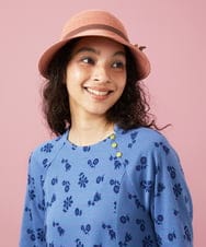 GG7FA30070 Jocomomola(ホコモモラ) 配色リボンアクセントストローキャップ ピンク