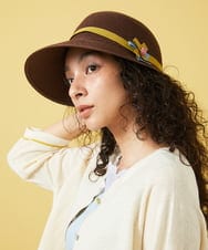 GG7FA30070 Jocomomola(ホコモモラ) 配色リボンアクセントストローキャップ ブラウン