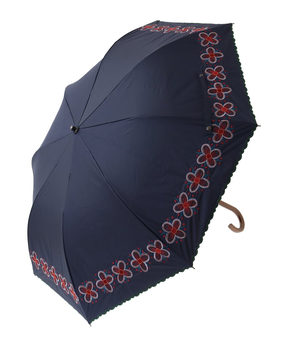 GG8FA32110 Jocomomola(ホコモモラ) 【晴雨兼用・UVカット】フラワー刺繍折り畳み傘 ベージュ
