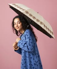 GG8FA32110 Jocomomola(ホコモモラ) 【晴雨兼用・UVカット】フラワー刺繍折り畳み傘 ベージュ