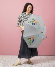 GG8FA33120 Jocomomola(ホコモモラ) 【日傘・UVカット】アニマルモチーフアップリケ刺繍傘 ライトグレー