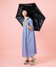 GG8FD31120 Jocomomola(ホコモモラ) 【日傘】フラワー刺繍ドットプリントデザイン折り畳み日傘 グリーン