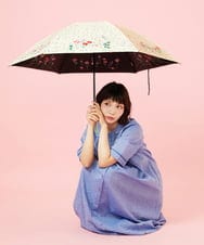 GG8FD31120 Jocomomola(ホコモモラ) 【日傘】フラワー刺繍ドットプリントデザイン折り畳み日傘 アイボリー