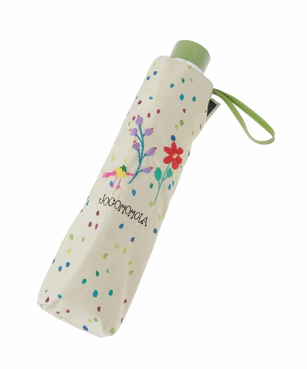 GG8FD31120 Jocomomola(ホコモモラ) 【日傘】フラワー刺繍ドットプリントデザイン折り畳み日傘 グリーン