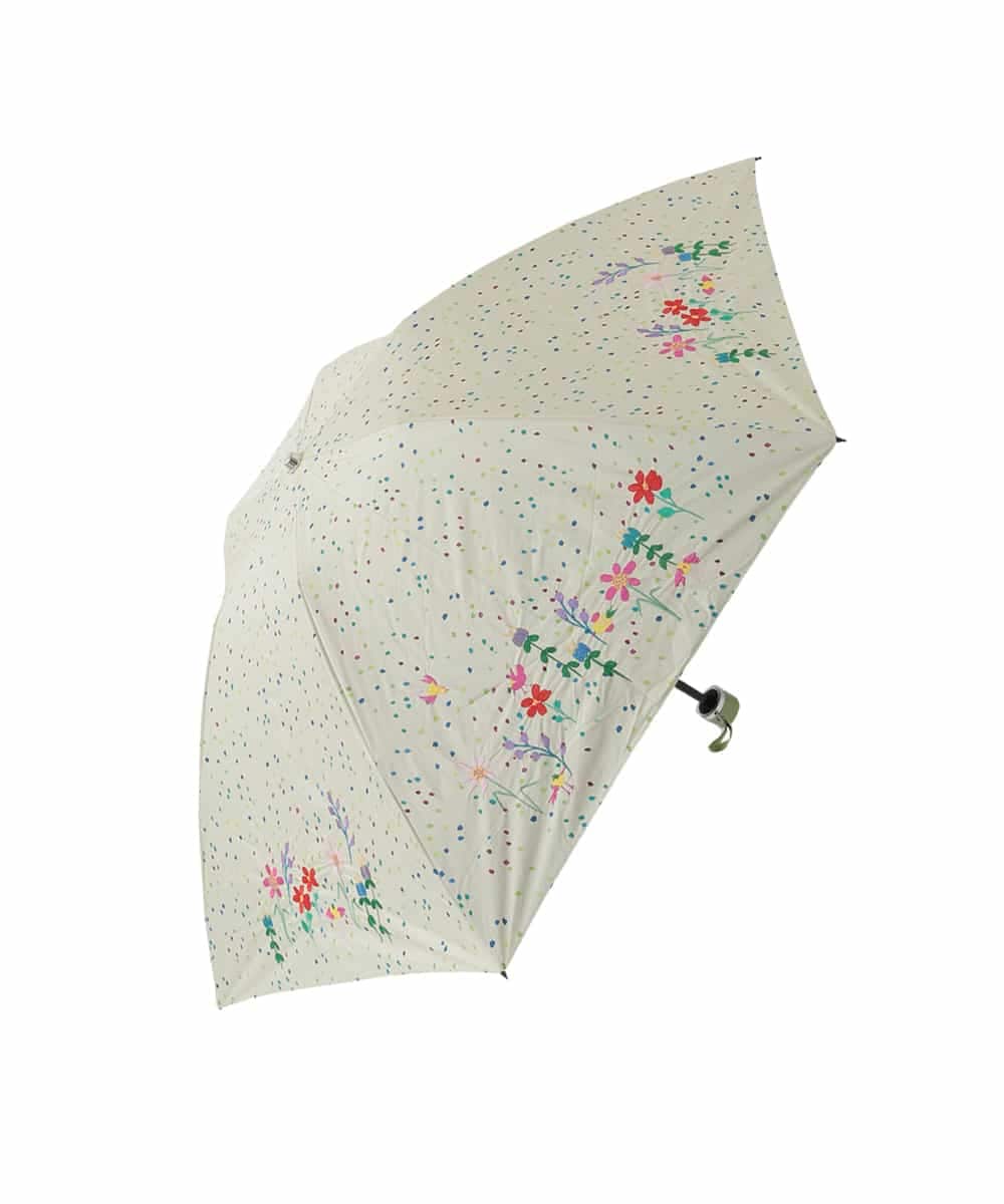 GG8FD31120 Jocomomola(ホコモモラ) 【日傘】フラワー刺繍ドットプリントデザイン折り畳み日傘 アイボリー
