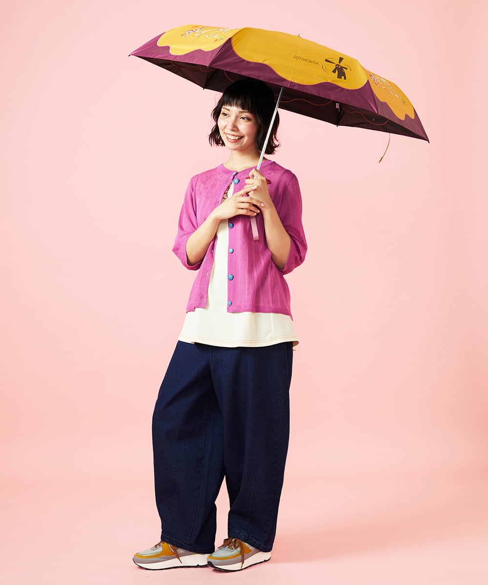 GG8FD32110 Jocomomola(ホコモモラ) 【晴雨兼用】アニマルモチーフデザイン折り畳み傘 イエロー
