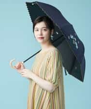 GG8FP31090 Jocomomola(ホコモモラ) 【晴雨兼用】フラワー刺繍折りたたみ傘 ネイビー