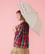 GG8FS32110 Jocomomola(ホコモモラ) 【UV・晴雨兼用】フラワー刺繍デザイン折りたたみ傘 アイボリー