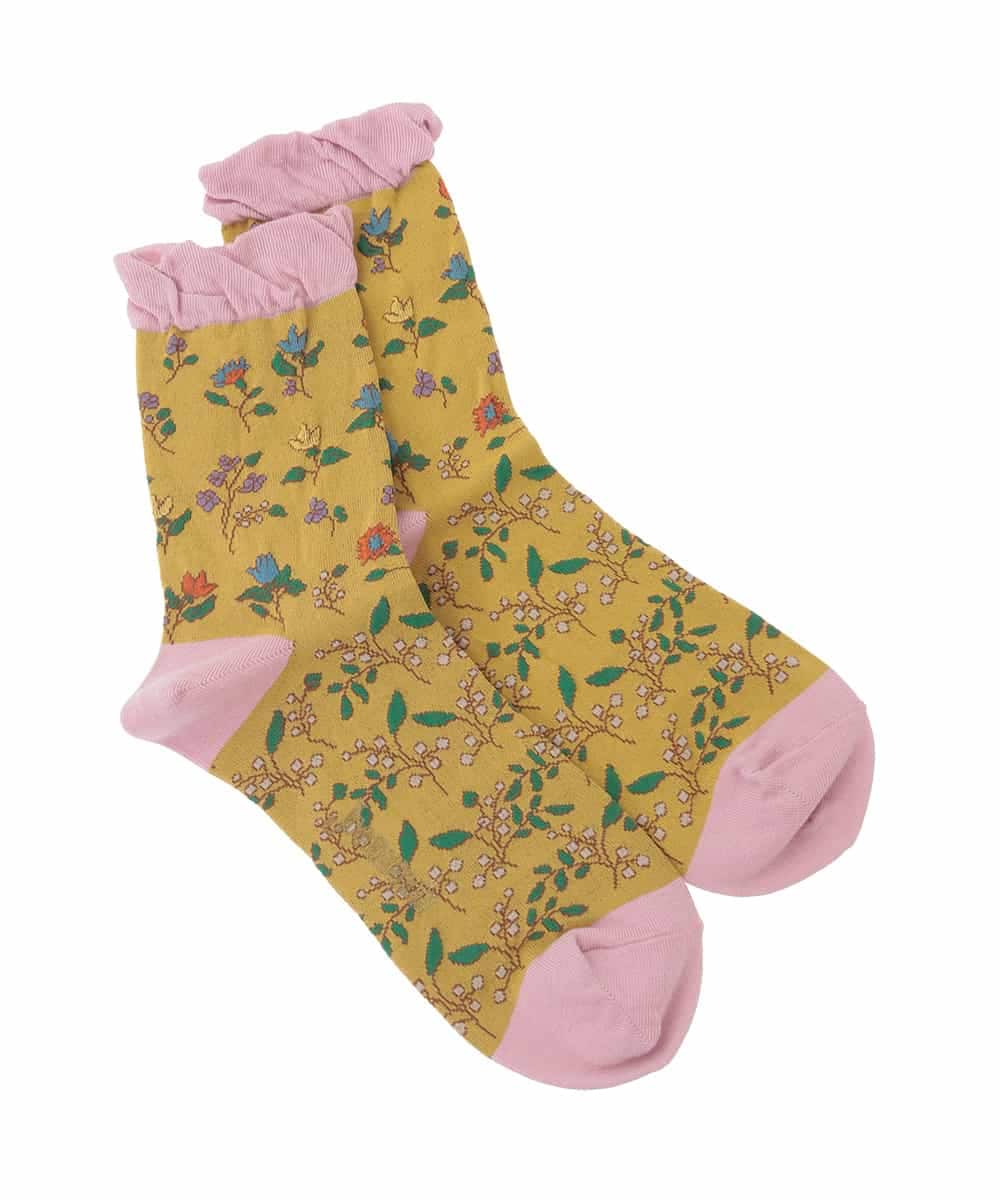 GG9CD30035 Jocomomola(ホコモモラ) El galgoフラワージャカードソックス イエロー