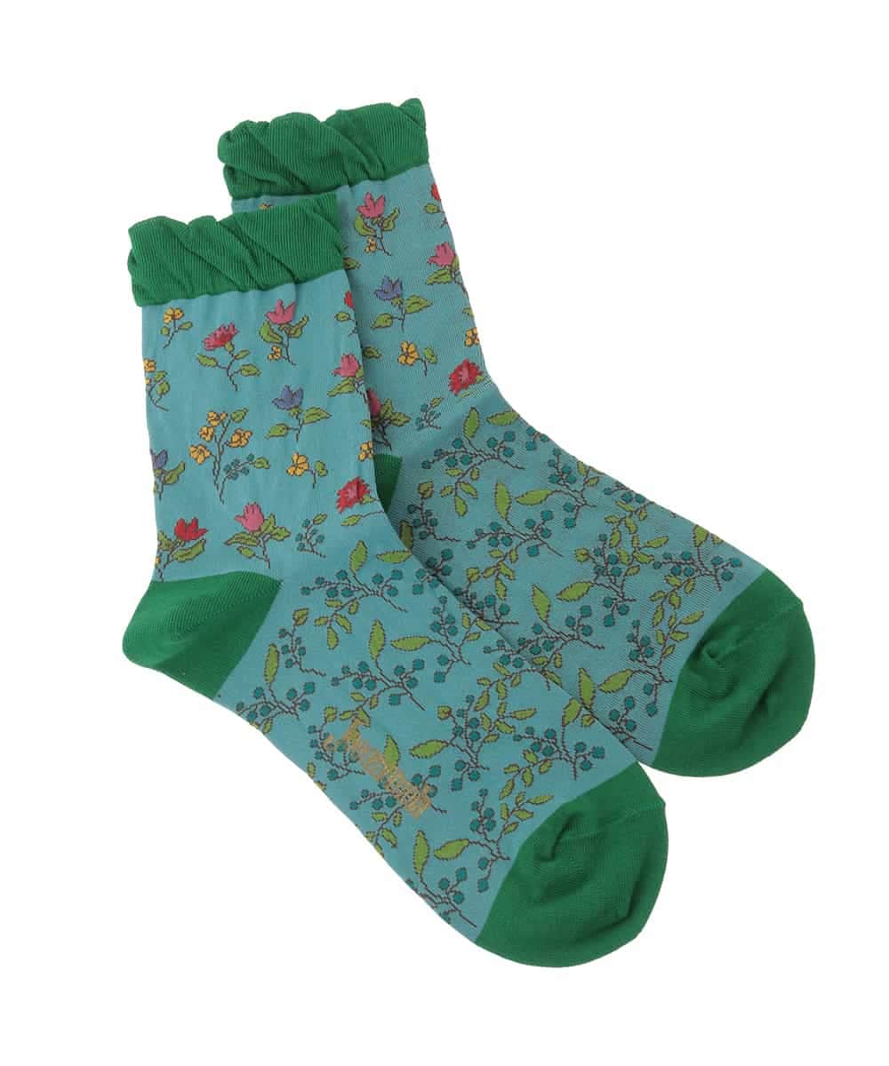 GG9CD30035 Jocomomola(ホコモモラ) El galgoフラワージャカードソックス ライトブルー