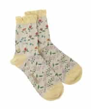 GG9CD30035 Jocomomola(ホコモモラ) El galgoフラワージャカードソックス アイボリー