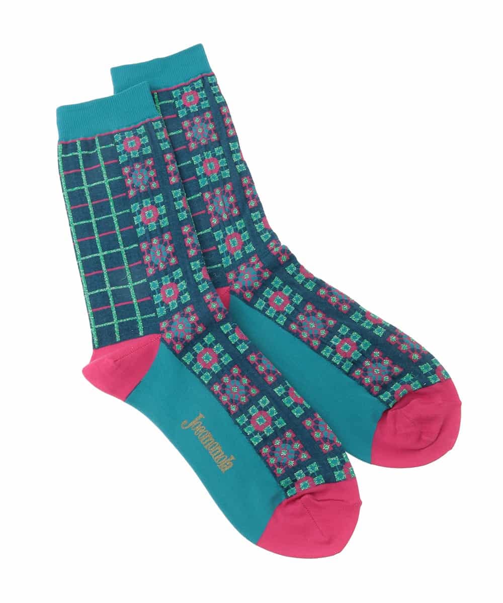 GG9DD30035 Jocomomola(ホコモモラ) 幾何柄ジャカードソックス ネイビー