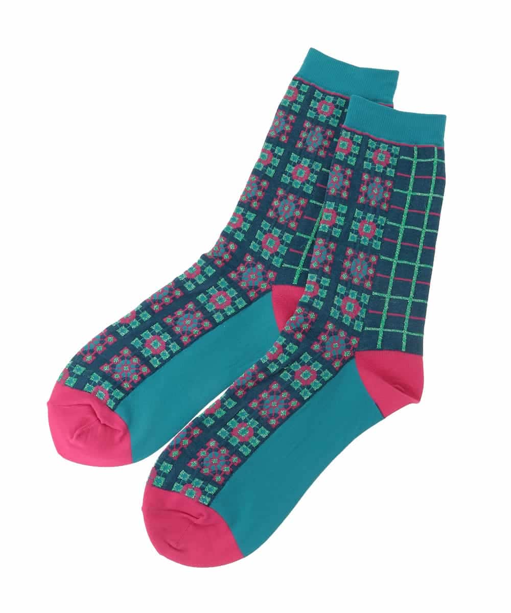 GG9DD30035 Jocomomola(ホコモモラ) 幾何柄ジャカードソックス ネイビー