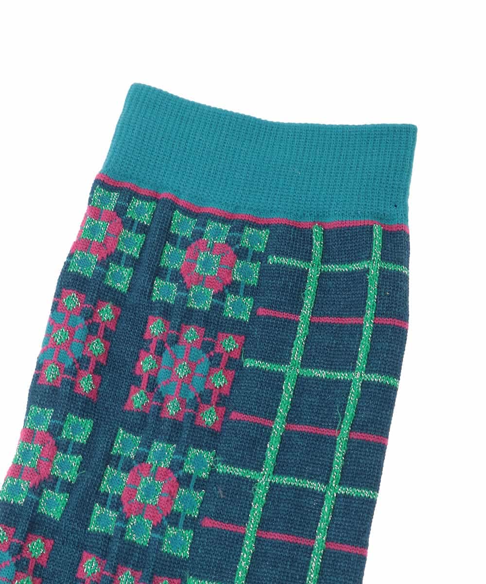 GG9DD30035 Jocomomola(ホコモモラ) 幾何柄ジャカードソックス ネイビー