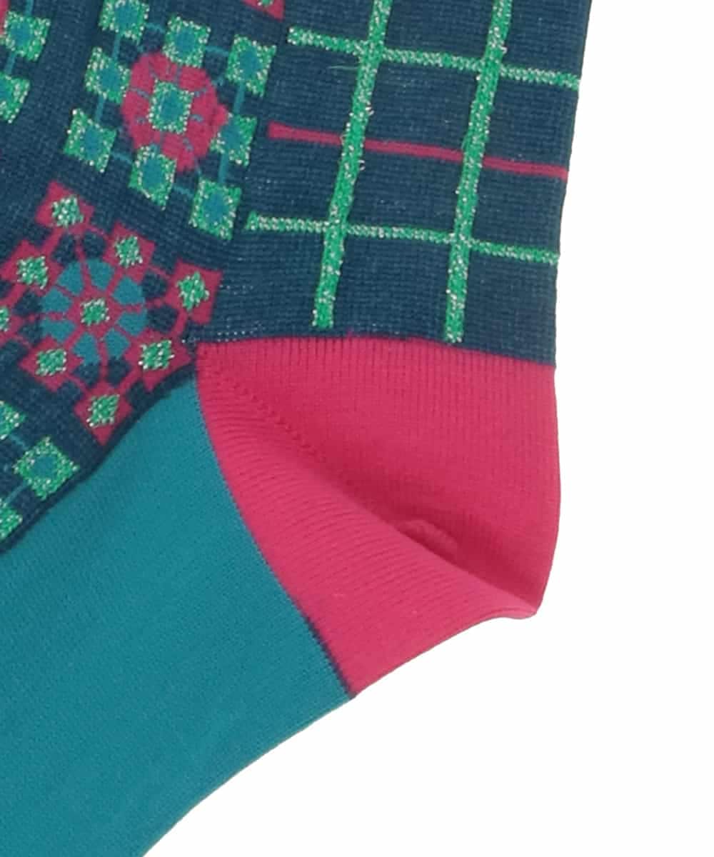 GG9DD30035 Jocomomola(ホコモモラ) 幾何柄ジャカードソックス ネイビー