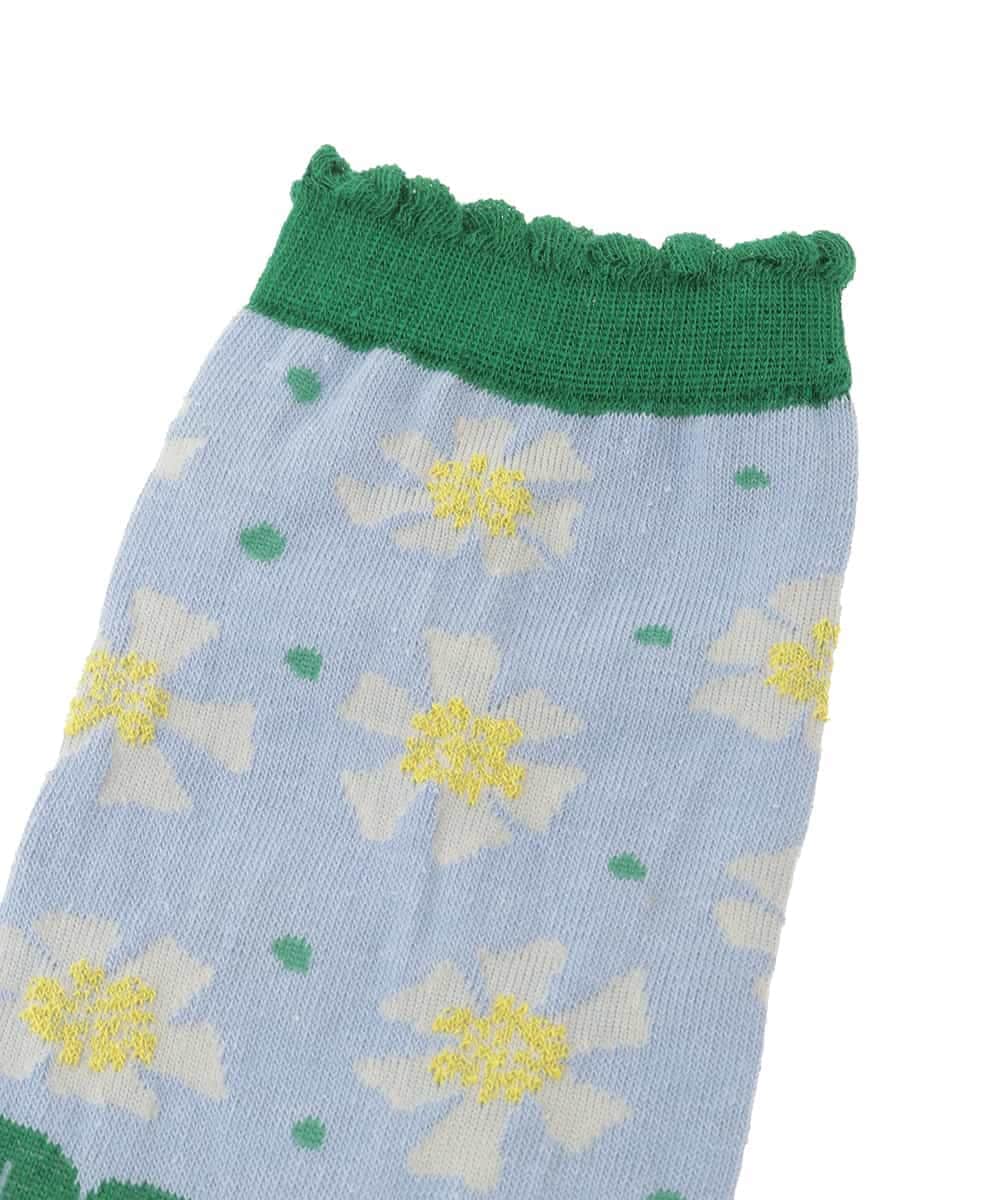 GG9DD31035 Jocomomola(ホコモモラ) 配色フラワージャカードソックス グリーン