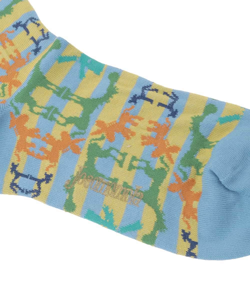 GG9DE32035 Jocomomola(ホコモモラ) アニマルモチーフデザインソックス ライトブルー