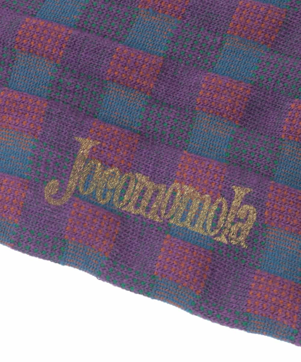 GG9HA30035 Jocomomola(ホコモモラ) フラワーモチーフチェックソックス パープル