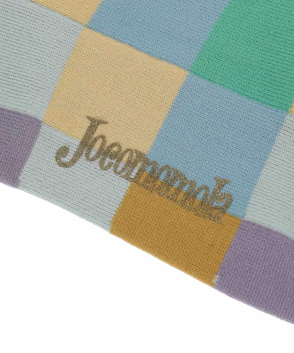 GG9HV30030 Jocomomola(ホコモモラ) マルチカラー ブロックチェックソックス ライトブルー