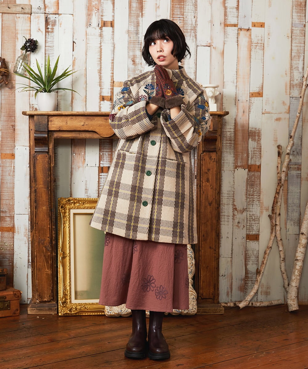 GGTAD30090 Jocomomola(ホコモモラ) フラワーエンブロイダリーグローブ ベージュ