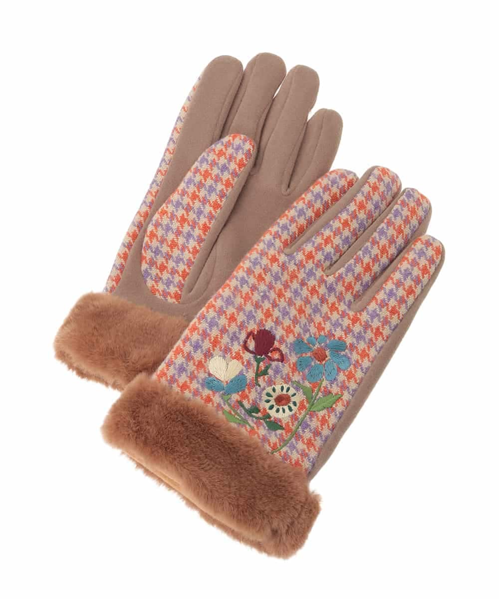GGTAD30090 Jocomomola(ホコモモラ) フラワーエンブロイダリーグローブ ベージュ