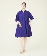 GHBGQ03330 Sybilla(シビラ) 【PLAYA】カディコットンオープンカラーロングブラウス ネイビー