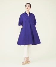 GHBGQ03330 Sybilla(シビラ) 【PLAYA】カディコットンオープンカラーロングブラウス ネイビー