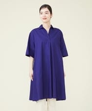 GHBGQ03330 Sybilla(シビラ) 【PLAYA】カディコットンオープンカラーロングブラウス ネイビー