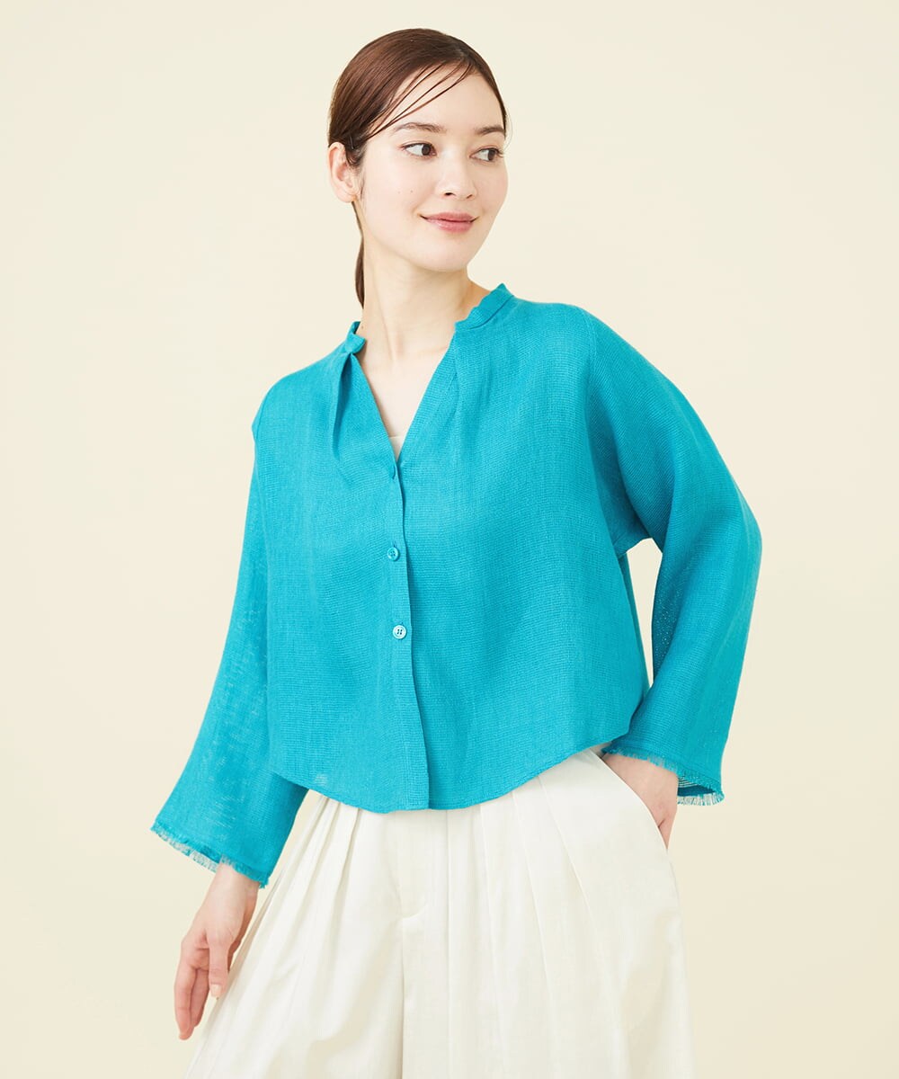 PLAYA】リネンカラミバンドカラーブラウス(ブラウス・シャツ  