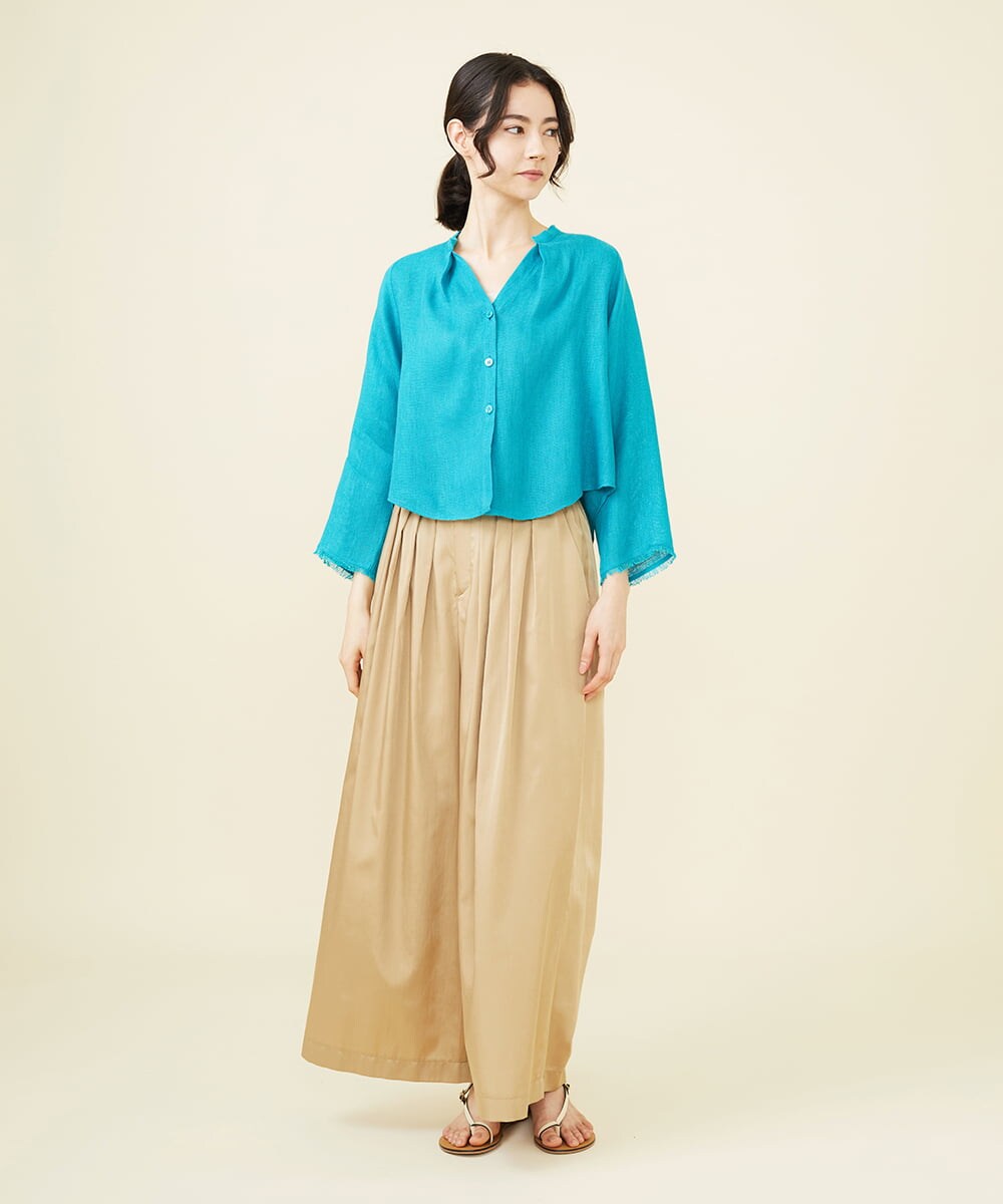 PLAYA】リネンカラミバンドカラーブラウス(ブラウス・シャツ  