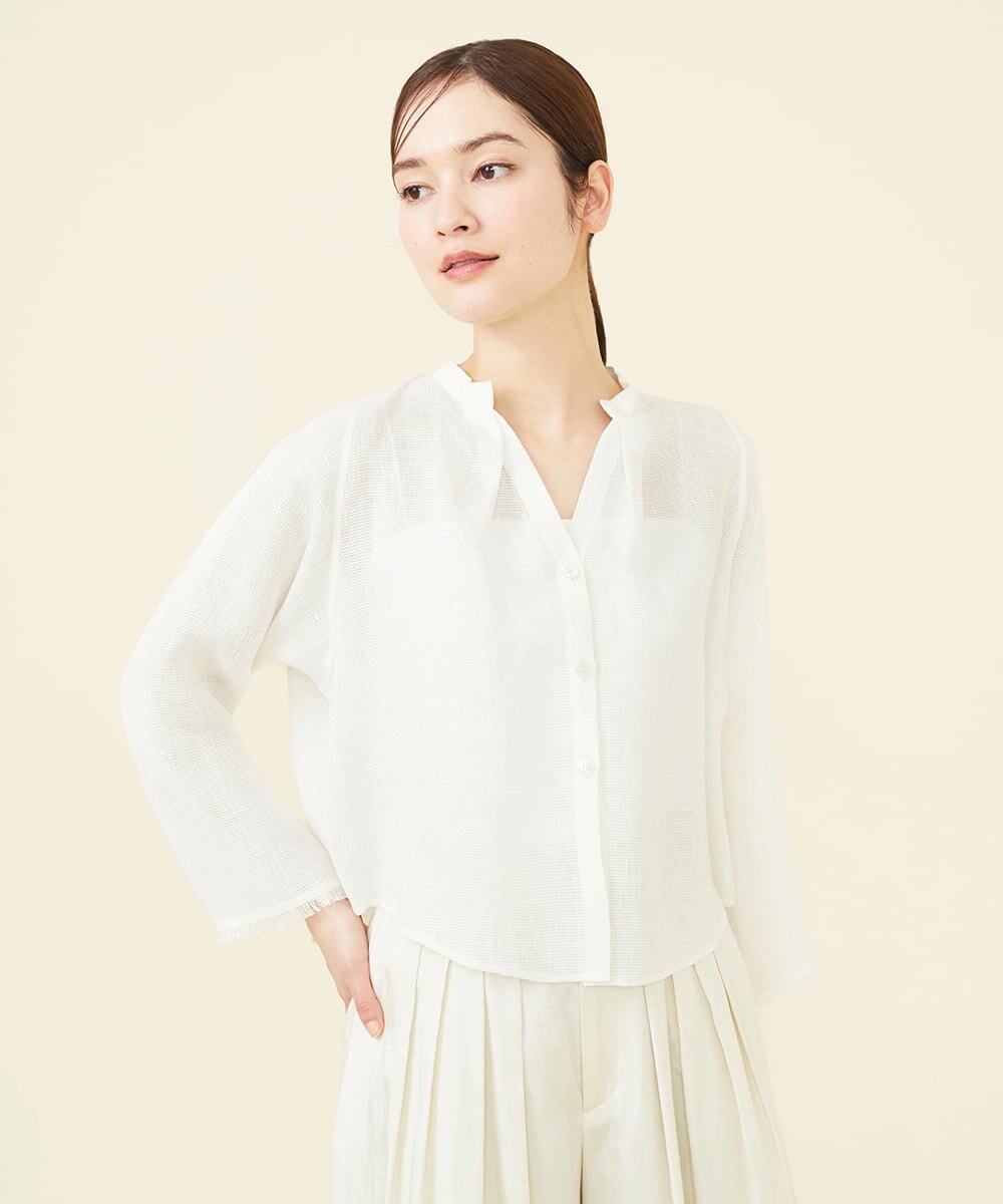 PLAYA】リネンカラミバンドカラーブラウス(ブラウス・シャツ  