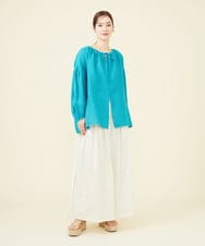 GHBGX03430 Sybilla(シビラ) 【PLAYA】リネンカラミフロントスリットブラウス ターコイズブルー