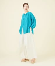 GHBGX03430 Sybilla(シビラ) 【PLAYA】リネンカラミフロントスリットブラウス ターコイズブルー