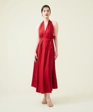 GHEGT23540 Sybilla(シビラ) 【SYBILLA DRESS】リネンホルターネック ベア付きドレス レッド