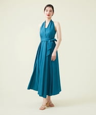 GHEGT23540 Sybilla(シビラ) 【SYBILLA DRESS】リネンホルターネック ベア付きドレス ブルー