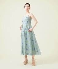 GHEGU02690 Sybilla(シビラ) サンゴモチーフ刺繍キャミソールドレス ライトブルー