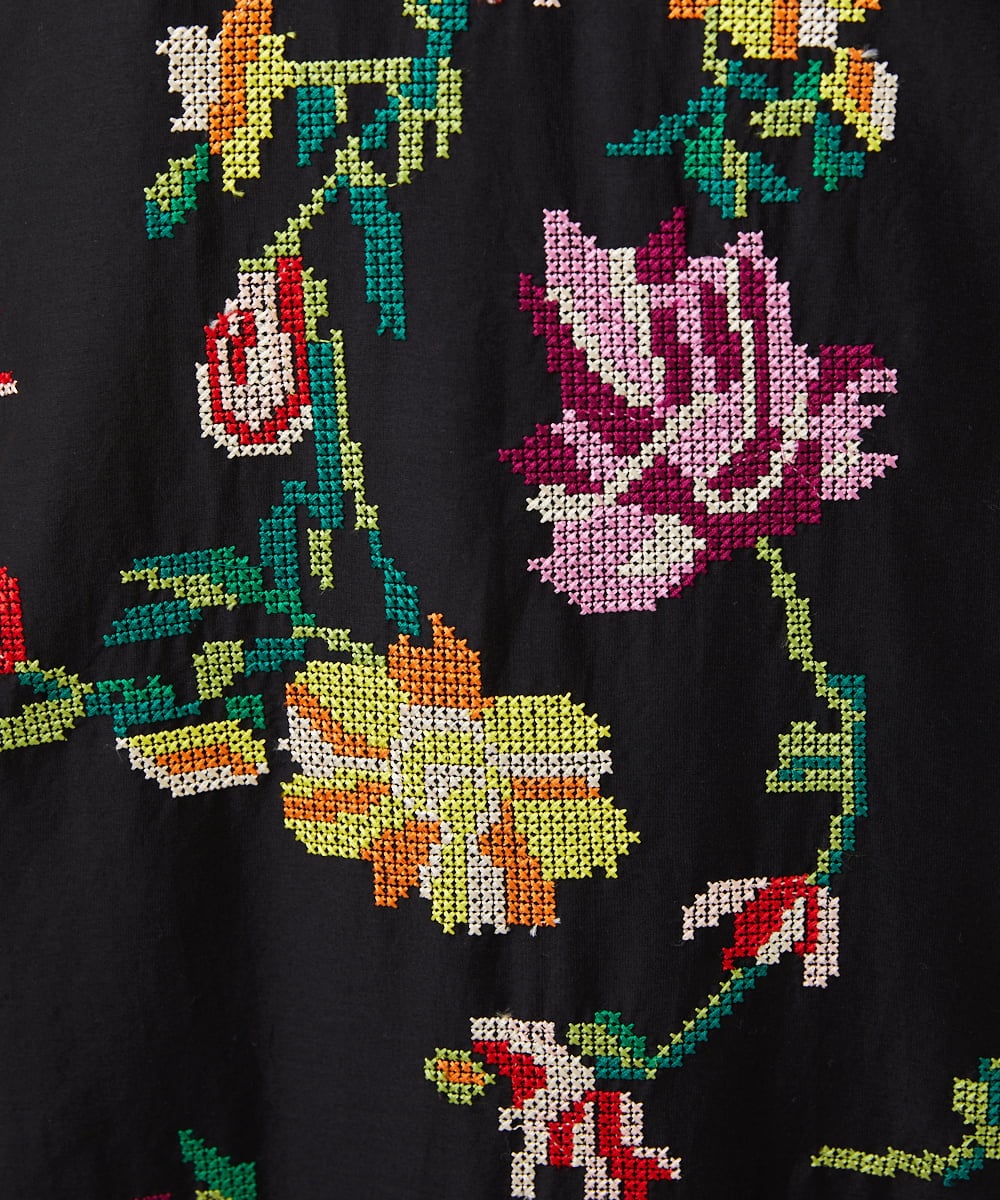 Sybilla シビラ 花柄刺繍 ノースリーブ ドレス PLAYA】フラワークロスステッチドレス(ワンピース) | Sybilla(シビラ