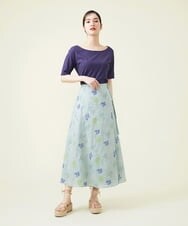 GHHGU01490 Sybilla(シビラ) サンゴモチーフ刺繍スカート ライトブルー