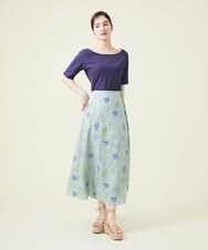 GHHGU01490 Sybilla(シビラ) サンゴモチーフ刺繍スカート ライトブルー