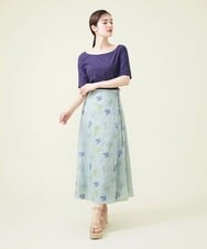 GHHGU01490 Sybilla(シビラ) サンゴモチーフ刺繍スカート ライトブルー