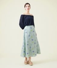 GHHGU01490 Sybilla(シビラ) サンゴモチーフ刺繍スカート ライトブルー