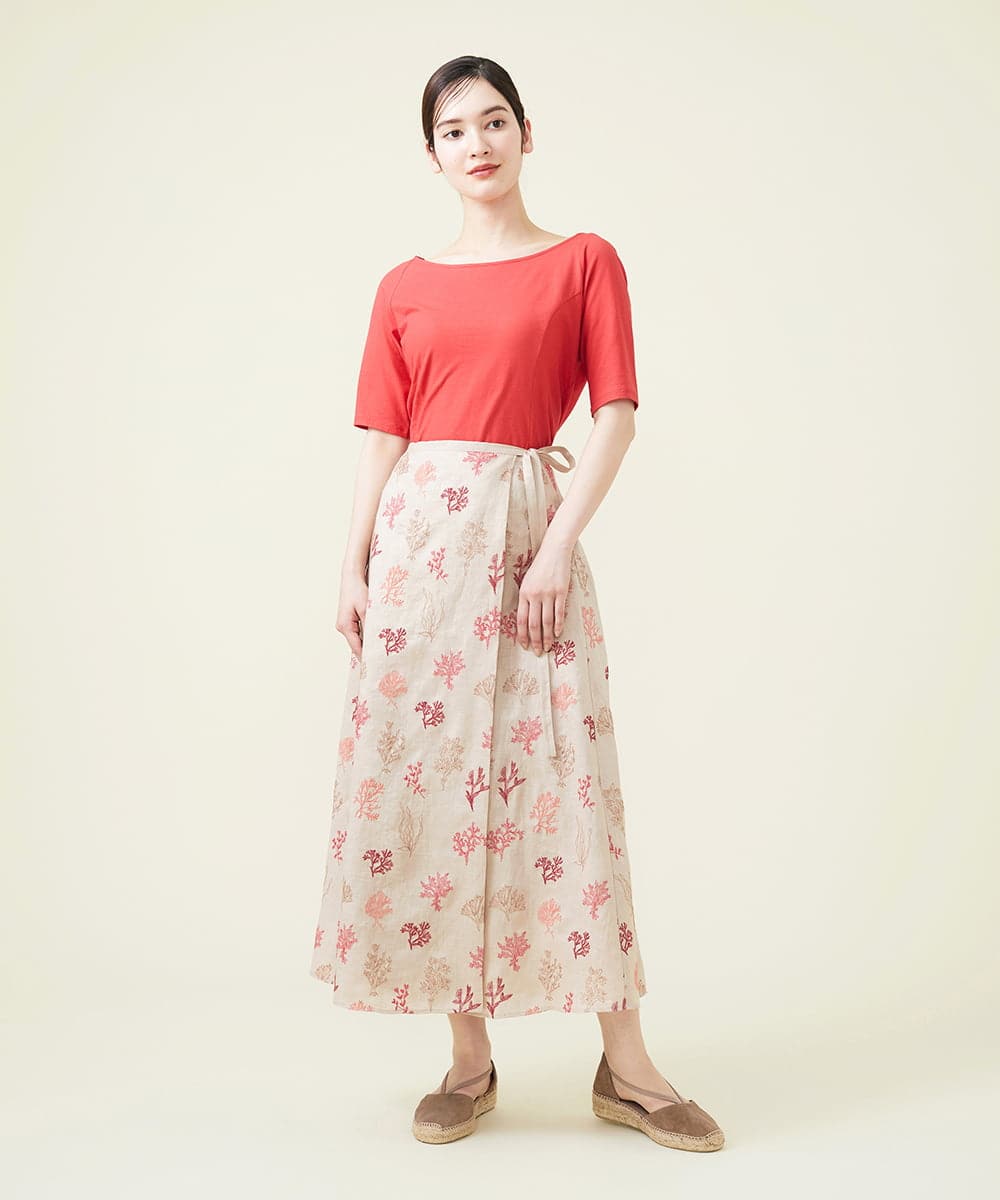 GHHGU01490 Sybilla(シビラ) サンゴモチーフ刺繍スカート ベージュ