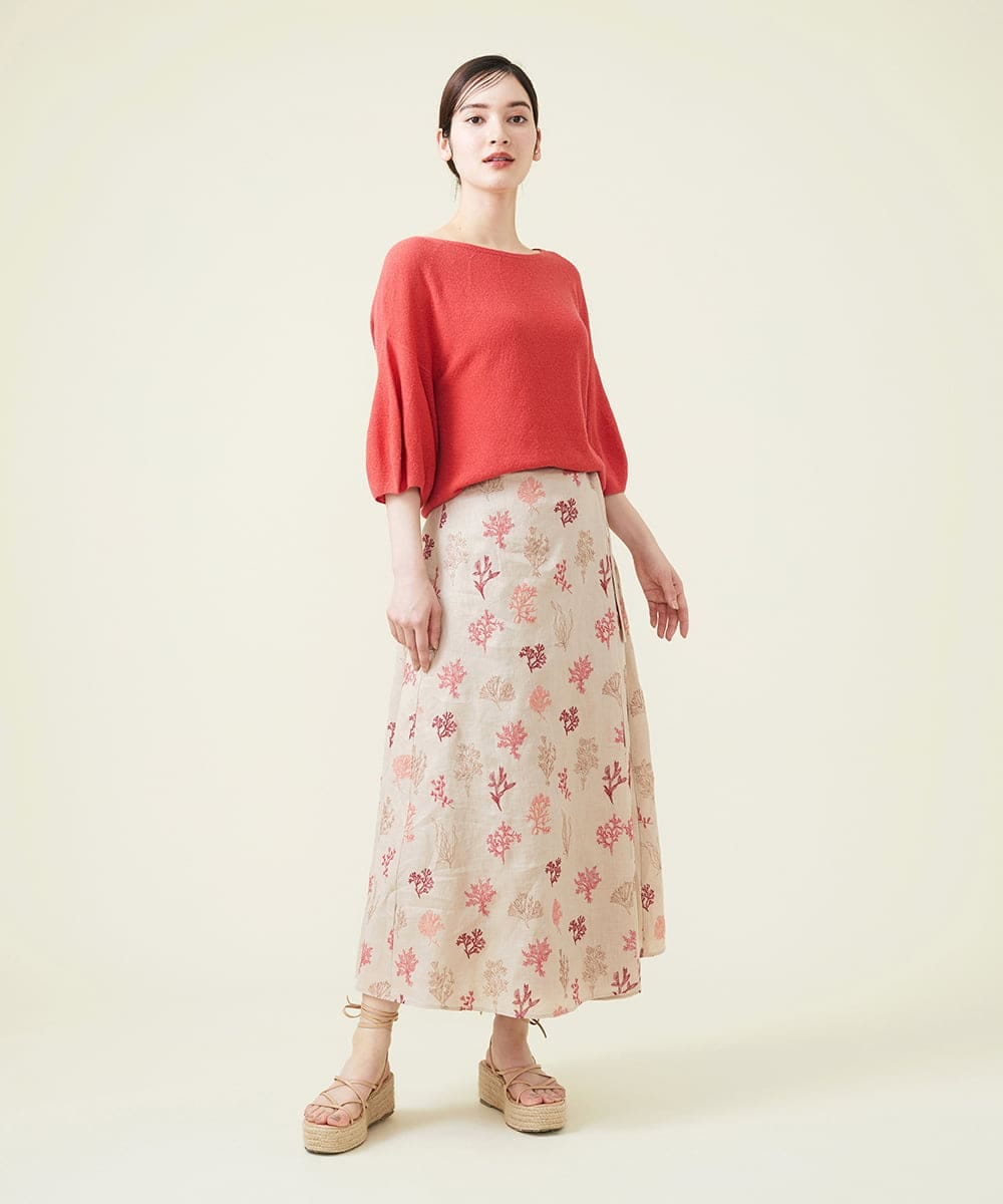 GHHGU01490 Sybilla(シビラ) サンゴモチーフ刺繍スカート ベージュ