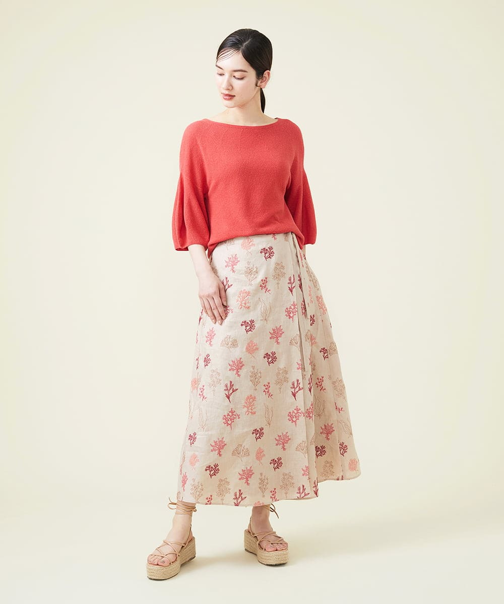 GHHGU01490 Sybilla(シビラ) サンゴモチーフ刺繍スカート ベージュ