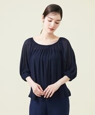 GHKGU12270 Sybilla(シビラ) 水撚りフライスギャザーカットソー ネイビー