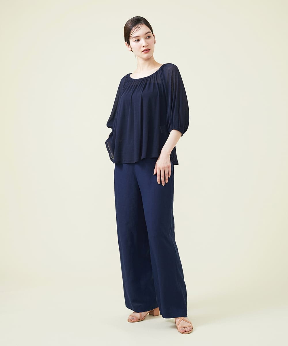 GHKGU12270 Sybilla(シビラ) 水撚りフライスギャザーカットソー ネイビー